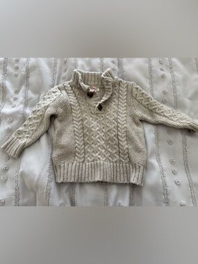 Cat & Jack Chunky Cable-Knit Turtleneck Sweater in Light Beige